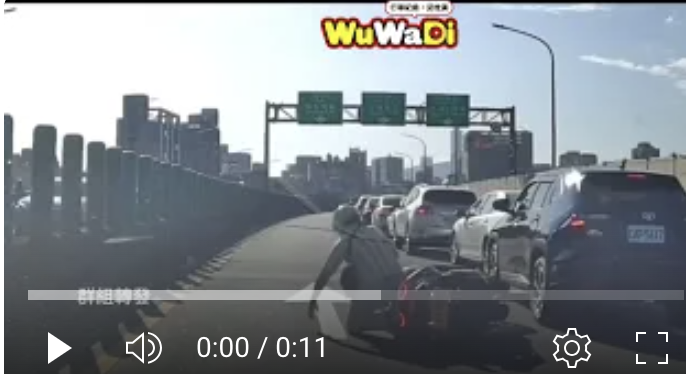 環東大道重機騎士撞到汽車人車倒地