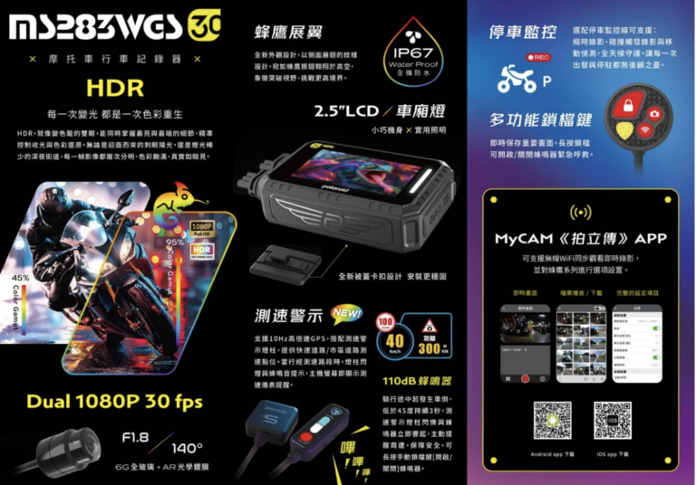 MS283WGS,寶麗萊,行車記錄器推薦,機車行車紀錄推薦,行車記錄器安裝店家,機車族必備,